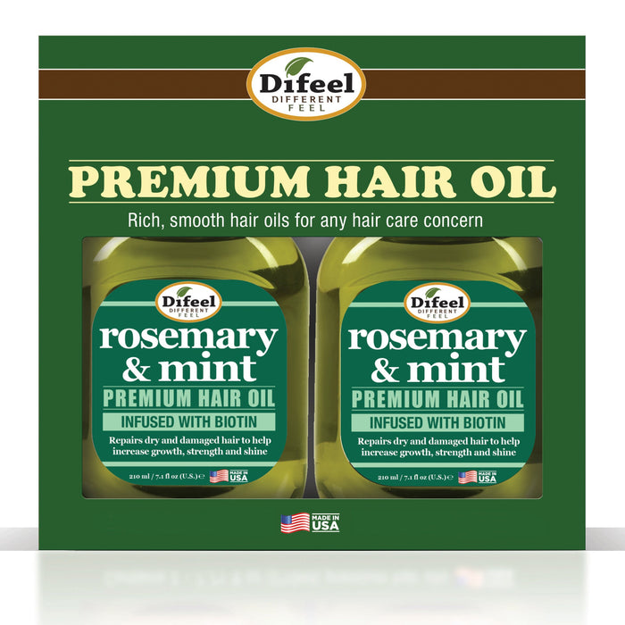 Difeel Rosemary and Mint Premium Hair Oil with Biotin 7.1 Ounce. - Deluxe 2-PC Gift Set