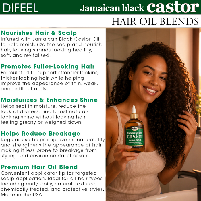 Difeel Superior Growth Jamaican Black Castor Hair Oil Blend 7.1 oz. - Deluxe 2-PC Gift Set