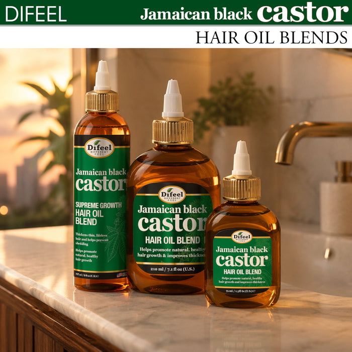 Difeel Superior Growth Jamaican Black Castor Hair Oil Blend 7.1 oz. - Deluxe 2-PC Gift Set