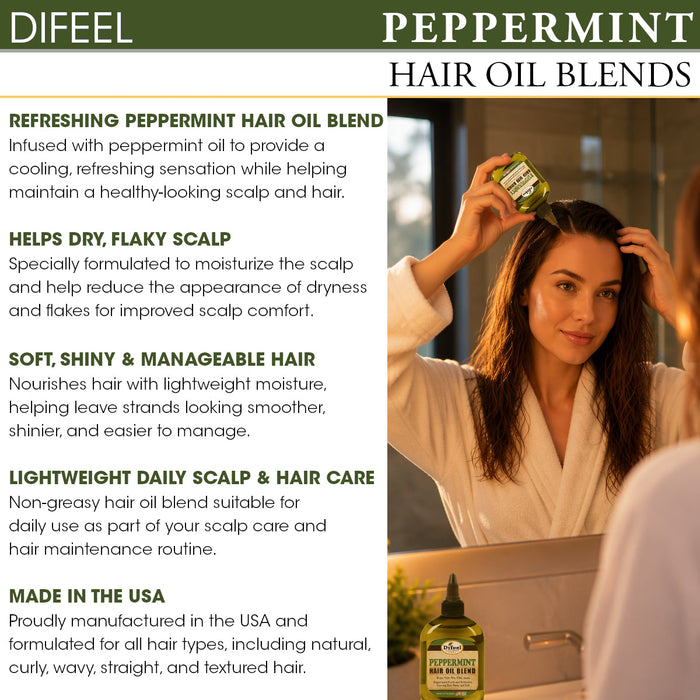 Difeel Mega Care Peppermint Oil Hair Oil Blend 1.4 oz.
