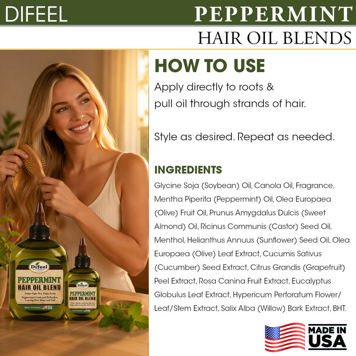 Difeel Mega Care Peppermint Oil Hair Oil Blend 1.4 oz.