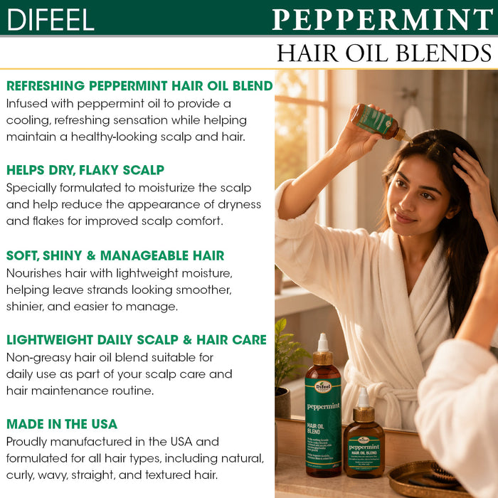 Difeel Peppermint Scalp Care Hair Oil Blend - Travel Size 2.5 oz.