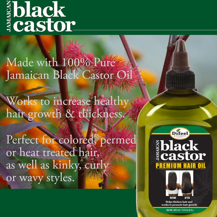 Difeel Premium Jamaican Black Castor Hair Oil - Large 12 oz.