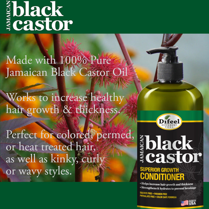 Difeel Jamaican Black Castor Shampoo, Conditioner & Leave in Conditioning Spray 3-PC Gift Set - Shampoo 33.8 oz., Conditioner 33.8 oz. and Leave in Conditioning Spray 6 oz.