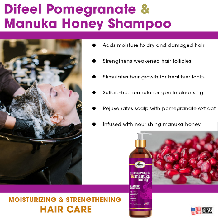 Difeel Pomegranate & Manuka Honey Sulfate-Free Shampoo 33.8 oz.