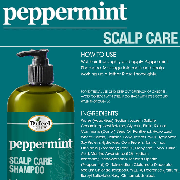 Difeel Peppermint Scalp Care Shampoo 33.8 oz.