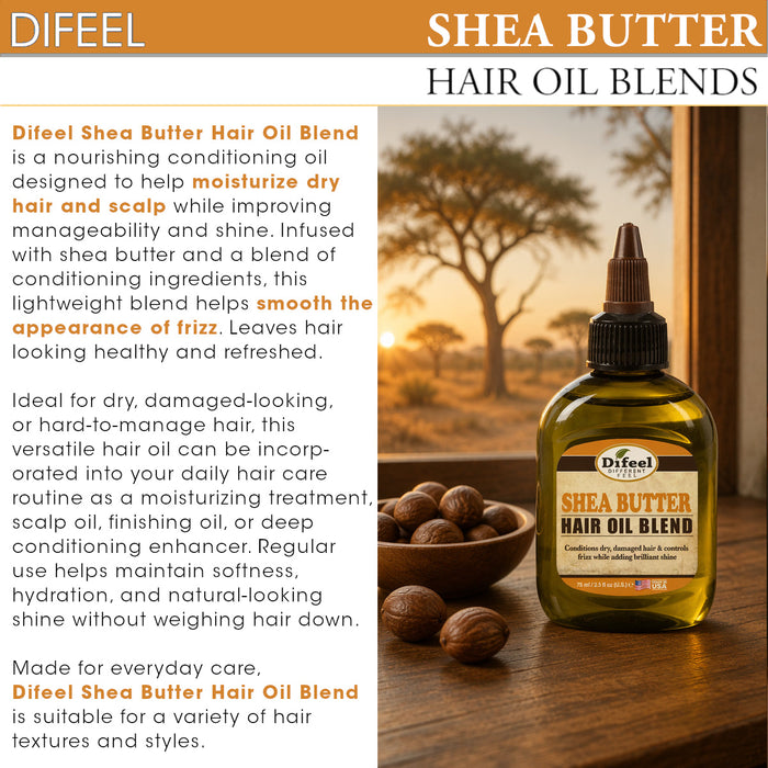 Difeel Shea Butter Hair Oil Blend - Travel Size 2.5 oz.