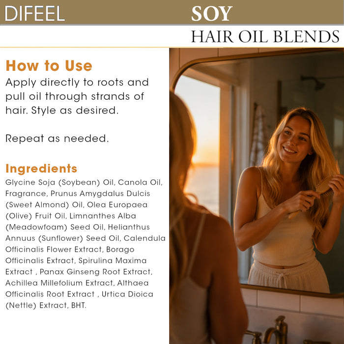 Difeel Soy Hair Oil Blend - Travel Size 2.5 oz. (PACK OF 2)