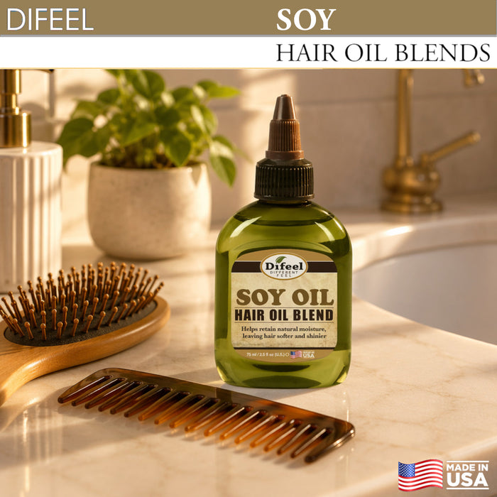 Difeel Soy Hair Oil Blend - Travel Size 2.5 oz. (PACK OF 2)