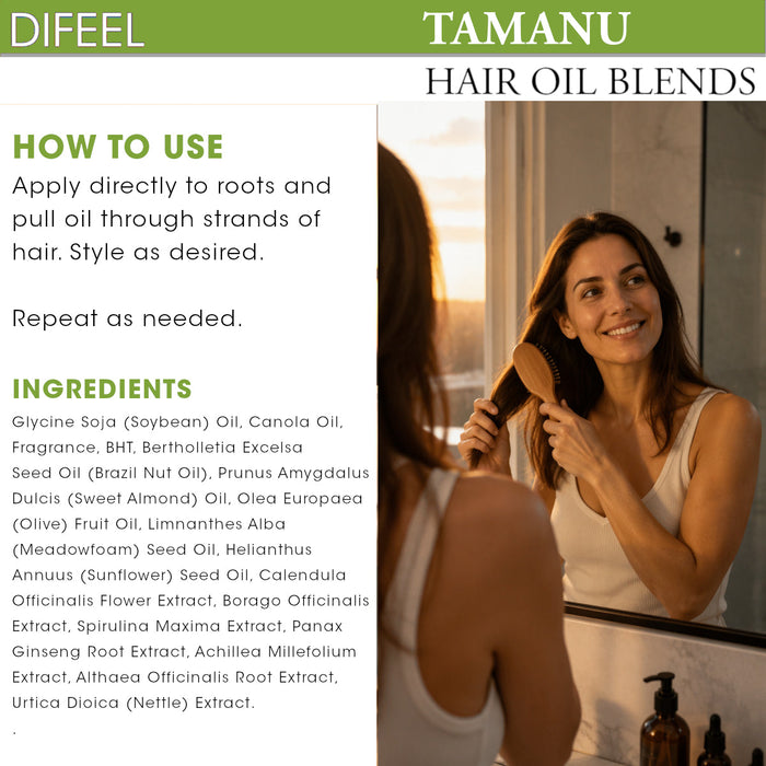 Difeel Tamanu Oil Hair Oil Blend - Travel Size 2.5 oz.