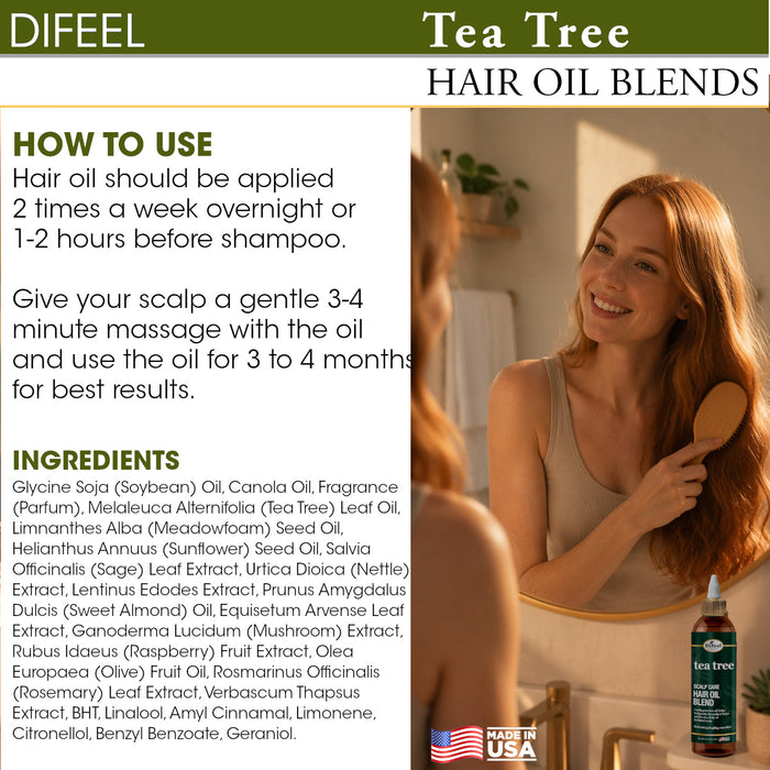 Difeel Scalp Care Hair Oil Blend - Tea Tree Oil 8 oz.