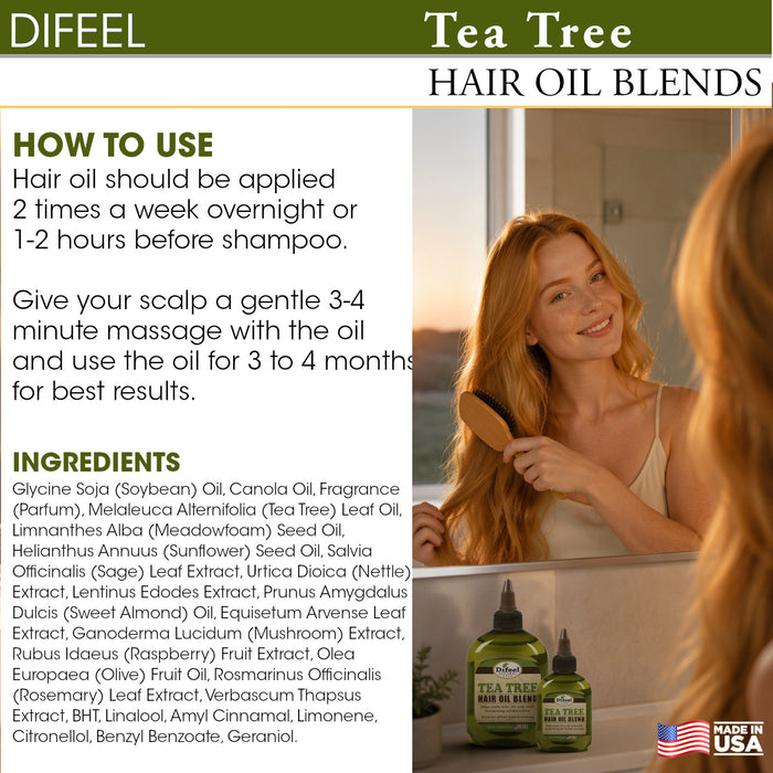 Difeel Tea Tree Hair Oil Blend 7.1 Ounces