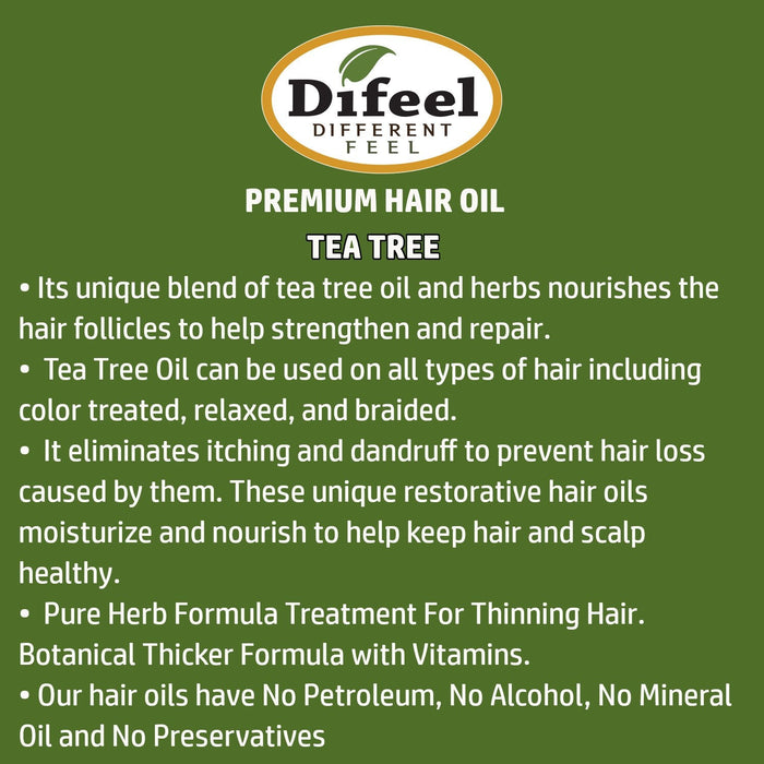 Difeel Premium Natural Hair Oil - Tea Tree Oil 8 oz. (PACK OF 2)