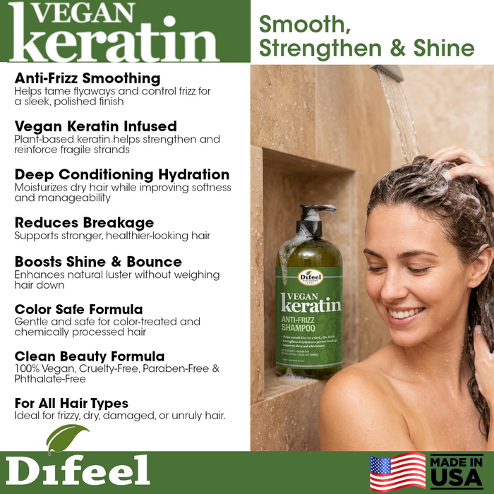 Difeel Vegan Keratin Anti Frizz Conditioner - Travel Size 2.5 oz.