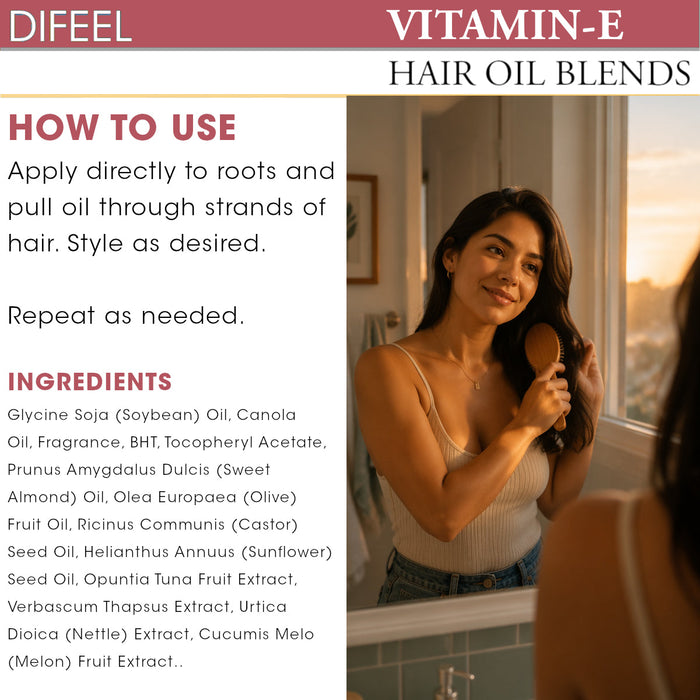 Difeel Vitamin E Hair Oil Blend 7.1 oz. - Deluxe 2-PC Gift Set