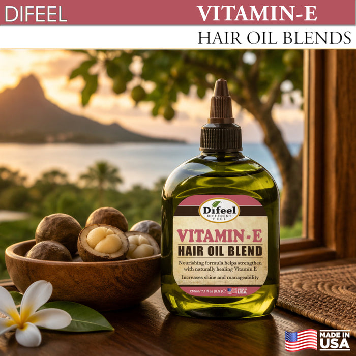 Difeel Vitamin E Hair Oil Blend 7.1 oz. - Deluxe 2-PC Gift Set