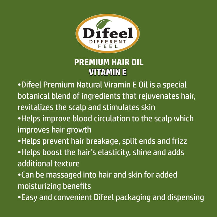 Difeel Premium Natural Hair Oil - Vitamin E Oil 7.1 oz. - Deluxe 2-PC Gift Set