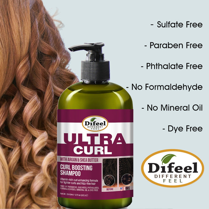 Difeel Ultra Curl 4-PC Curl Enhancing Hair Care Set : Ultra Curl Shampoo 12 oz, Conditioner 12 oz, Hair Mask 12 oz. & Hair Oil 8 oz