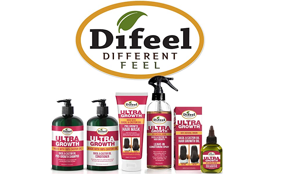 Difeel Ultra Growth with Basil & Castor Oil Shampoo & Conditioner 12 oz. 2-PC GIFT SET