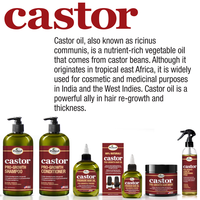 Difeel Castor Pro-Growth & Thicken Premium Hair Oil 7.1 oz. - Deluxe 2-PC Gift Set