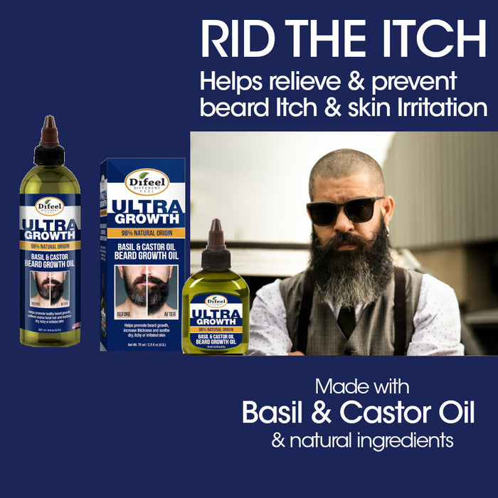 Difeel MENS Ultra Growth Basil and Castor Beard Oil 2.5 oz.