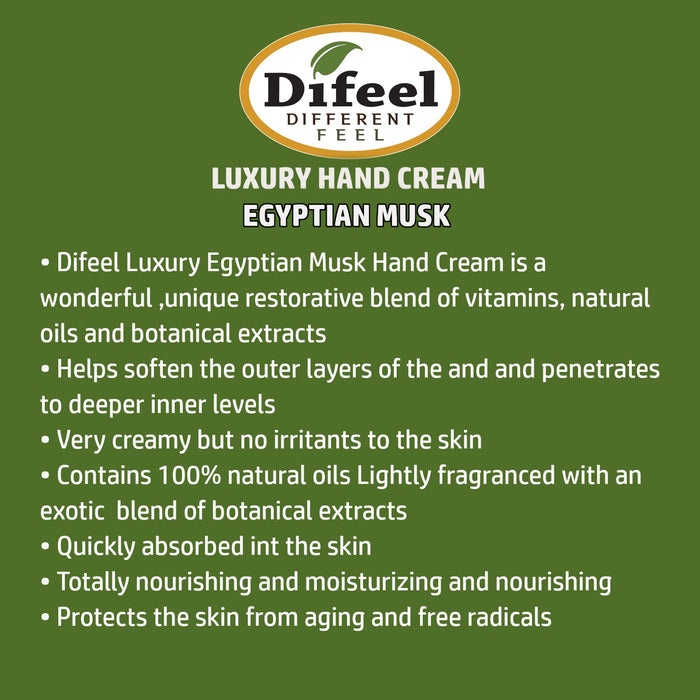 Difeel Luxury Moisturizing Hand Cream - Egyptian Musk 1.4 oz.