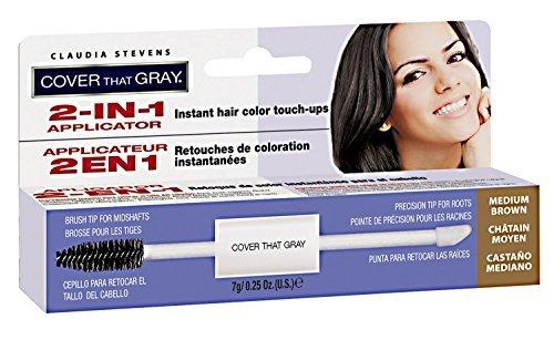 Claudia Stevens Cover That Gray 2-In-1 Applicator Hair Color Touchups - Medium Brown