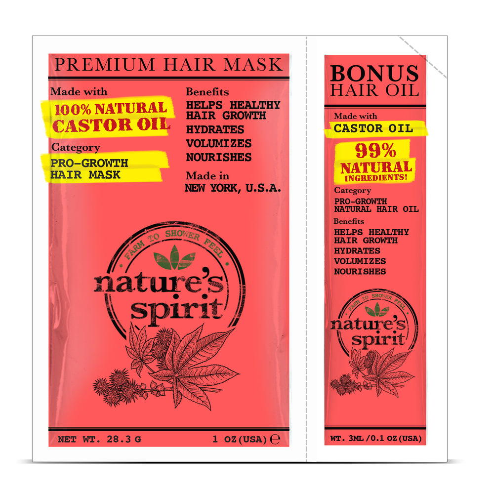 Nature's Spirit Hair Mask Castor 1 oz Packet & 3ml Oil