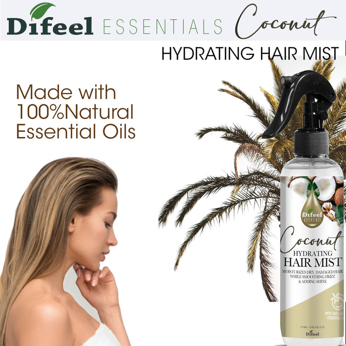 Difeel Essentials Hydrating Coconut - Hair Mist 6 oz.