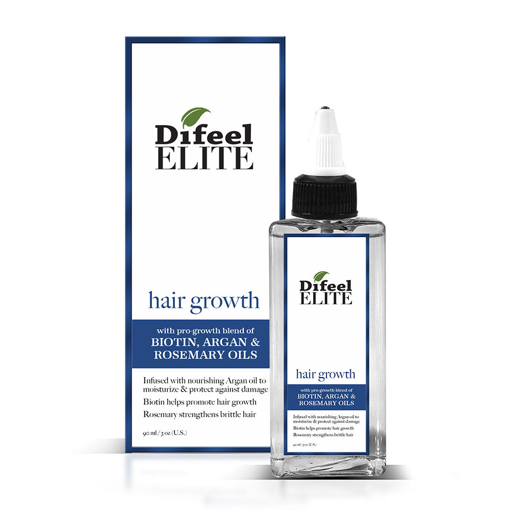 Difeel Elite ProGrowth Hair Treatment for Hair Growth with Biotin, Argan and Rosemary Oils 3 oz. - Biotin Hair Treatment for Hair Growth