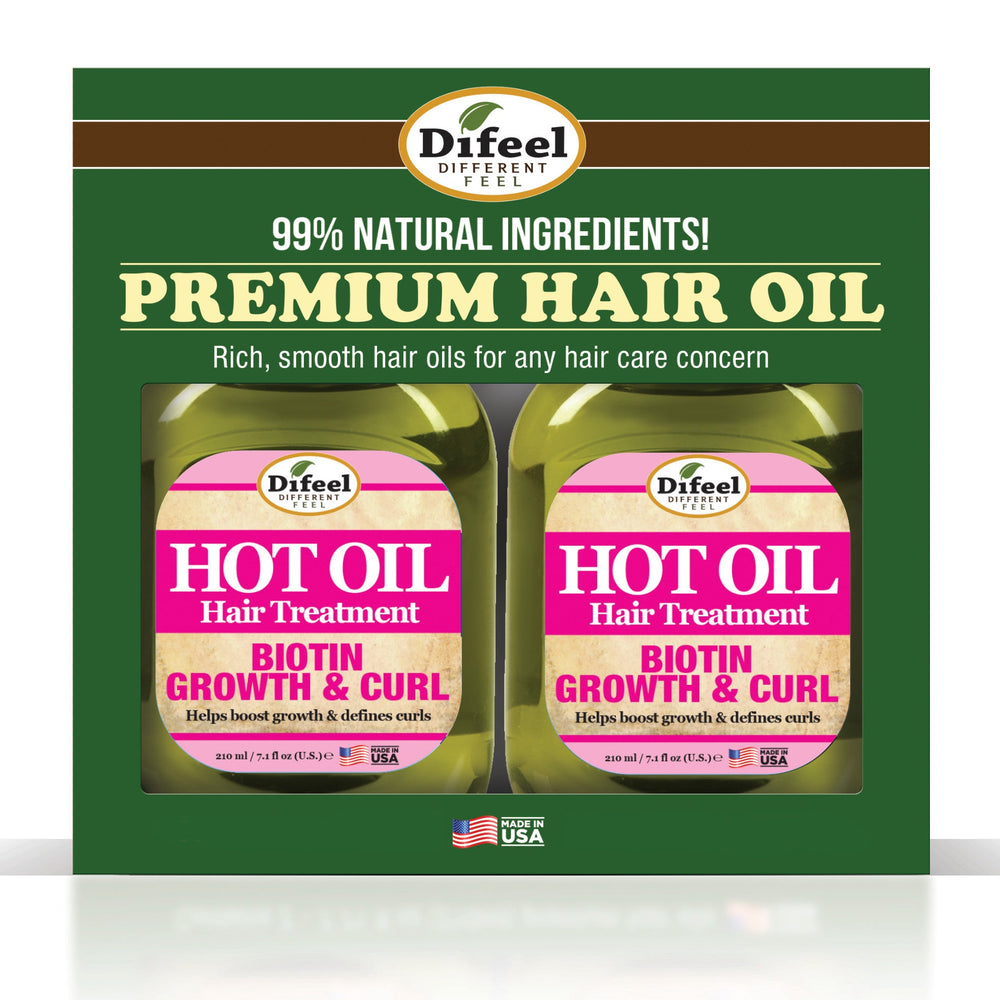 Difeel Biotin Growth and Curl Hot Oil Treatment 7.1 oz. - Deluxe 2-PC Gift Set