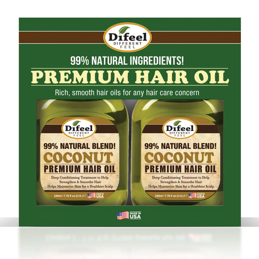 Difeel Premium Natural Hair Oil - Coconut Oil 7.1 oz. - Deluxe 2-PC Gift Set