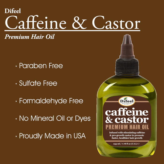 Difeel Caffeine & Castor Premium Hair Oil for Faster Hair Growth 7.1 oz.