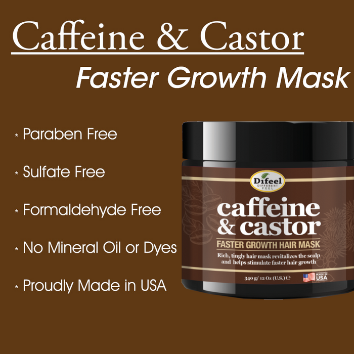 Difeel Caffeine and Castor Faster Growth Hair Mask 12 oz