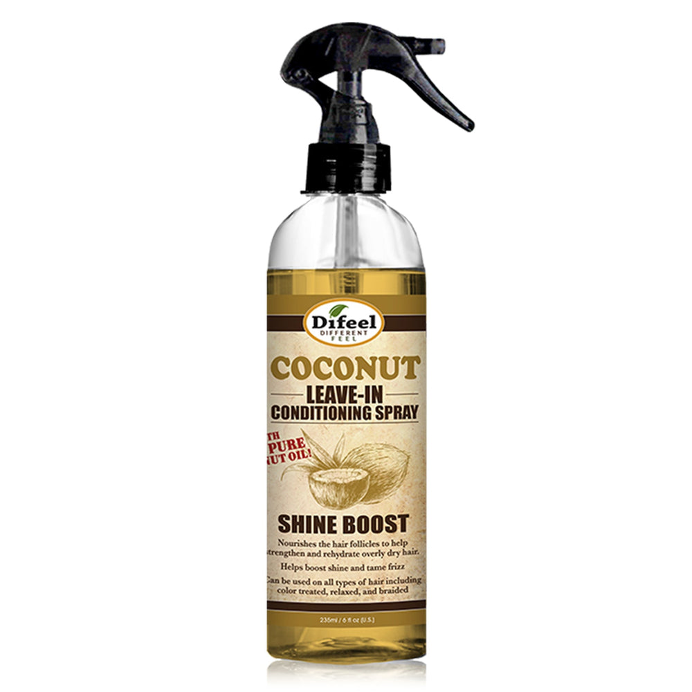 Difeel Shine Boost Leave in Conditioning Spray with 100% Pure Coconut Oil 6 oz.
