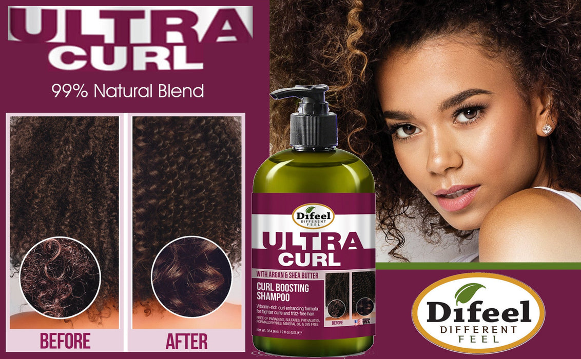 Difeel Ultra Curl with Argan & Shea Butter - Curl Boosting Shampoo 12 oz.