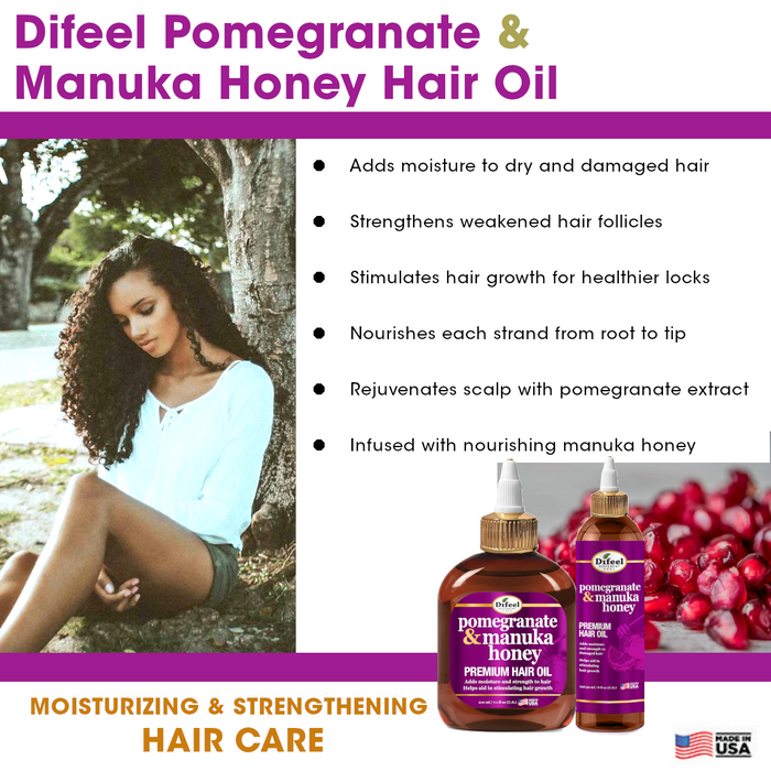 Difeel Pomegranate & Manuka Honey Premium Hair Oil 8 oz.