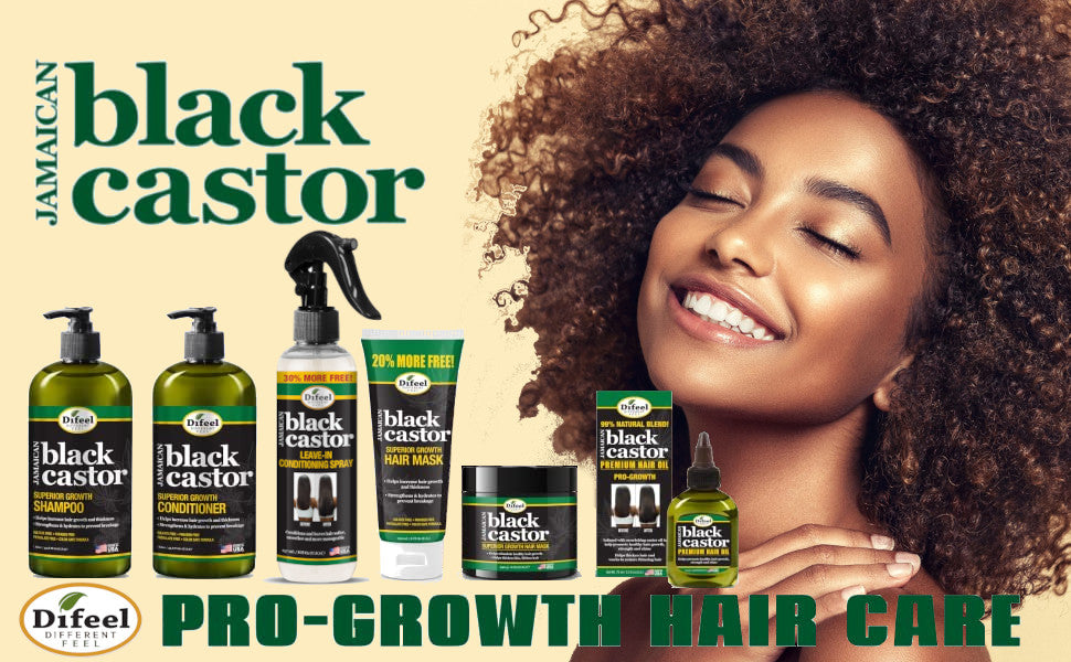 Difeel Jamaican Black Castor Shampoo, Conditioner & Leave in Conditioning Spray 3-PC Gift Set - Shampoo 33.8 oz., Conditioner 33.8 oz. and Leave in Conditioning Spray 6 oz.