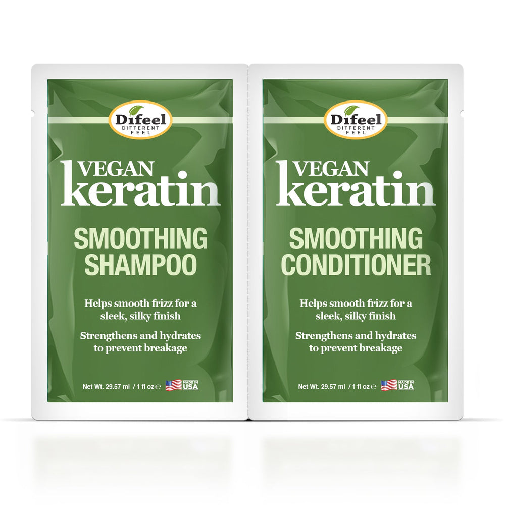 Difeel Vegan Keratin Anti-Frizz Shampoo & Conditioner Combo Packet 2oz.
