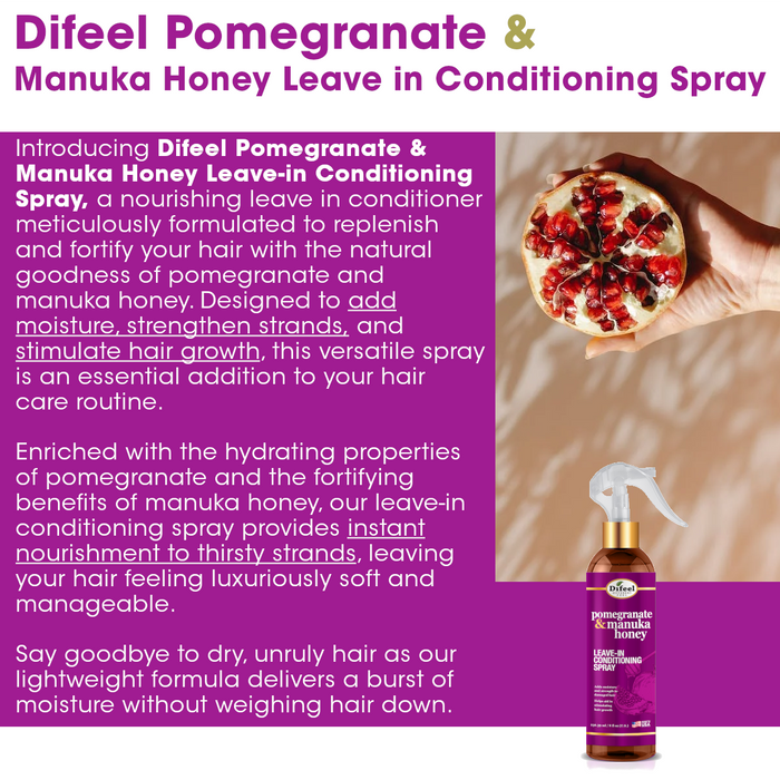 Difeel Pomegranate & Manuka Honey Leave-in Conditioning Spray 8 oz.
