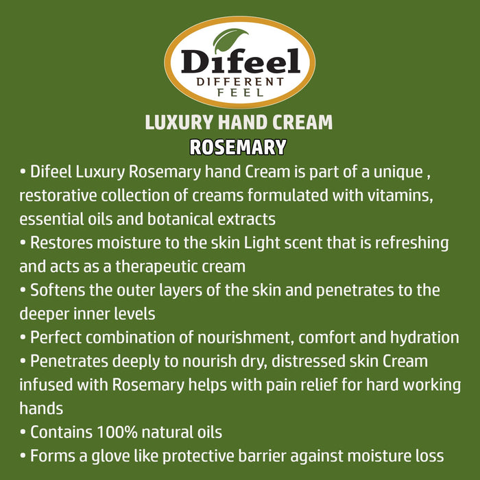 Difeel Luxury Moisturizing Hand Cream - Rosemary 1.4 oz.