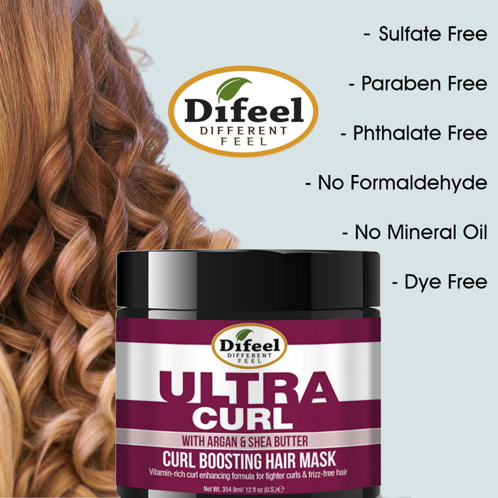 Difeel Ultra Curl with Argan & Shea Butter - Curl Boosting Hair Mask 12 oz.